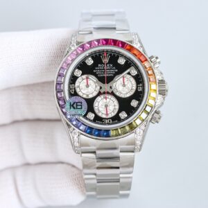 Rolex Cosmograph Daytona 116599 RBOW Replica Watch - Rainbow Diamond Black Dial